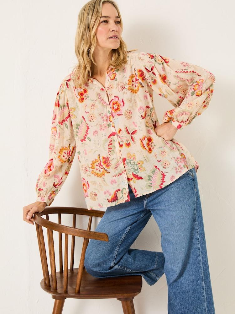 Fat Face Ebby Cream Historical Floral 100% Cotton Blouse