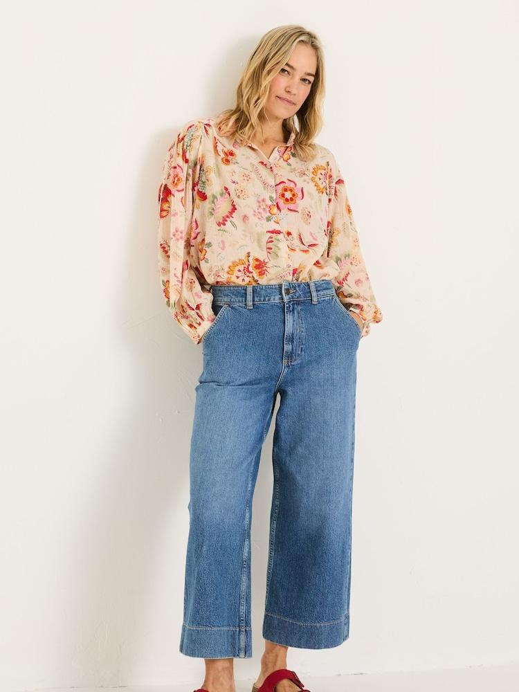 Fat Face Ebby Cream Historical Floral 100% Cotton Blouse