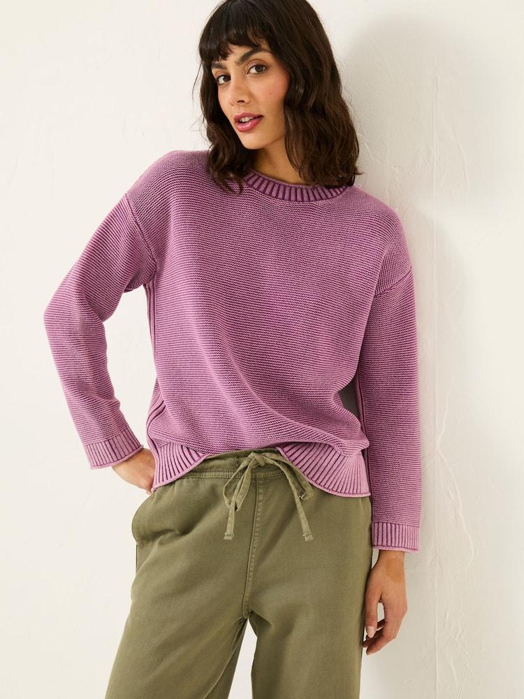 Fat Face Elia Dusky Purple Laundered Knitted Jumper
