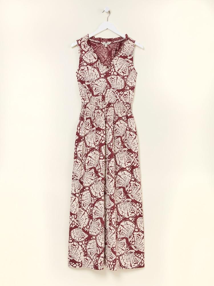 fat face Ellie Burgundy Red Mono Shells Jersey Maxi Dress