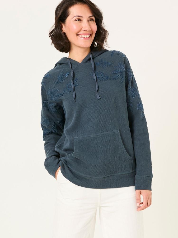 Fat Face Ellie Dark Vintage Blue Embroidered Hoodie