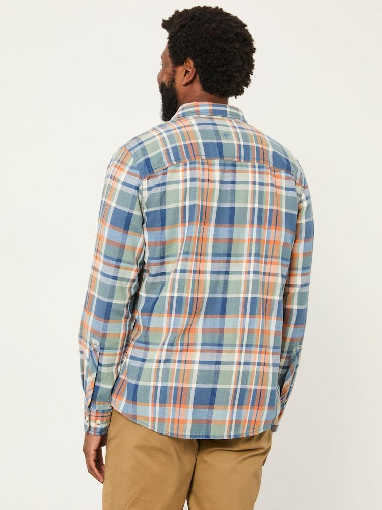 Fat Face Emley Burnt Orange Long Sleeve Indigo Check Shirt