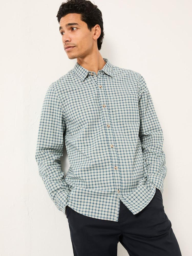 Fat Face Everly Light Blue Long Sleeve Gingham Shirt