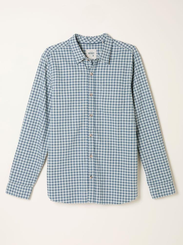 fat face Everly Light Blue Long Sleeve Gingham Shirt