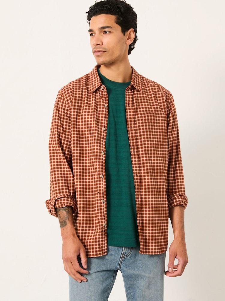 Fat Face Everly Terracotta Long Sleeve Gingham Shirt
