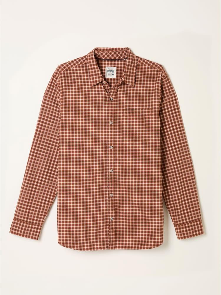 fat face Everly Terracotta Long Sleeve Gingham Shirt
