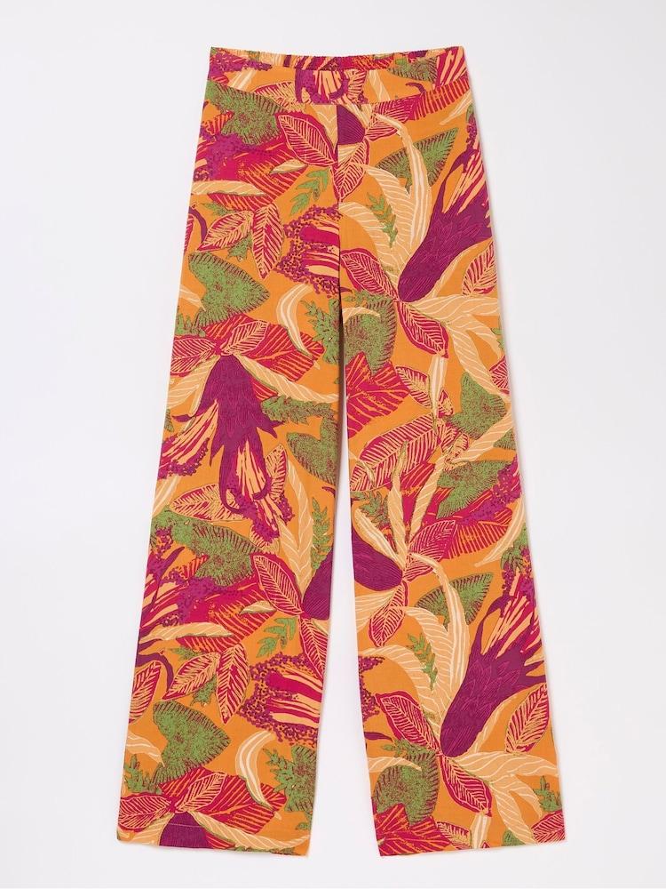 fat face Falon Orange Tropical Floral Wide Leg Trousers