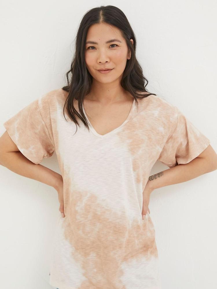 Fat Face Abi Natural Tie Dye Tunic T-Shirt