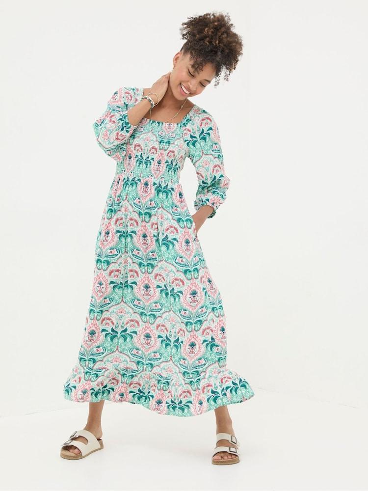 Fat Face Adele Blue Paisley Mirrored Midi Dress