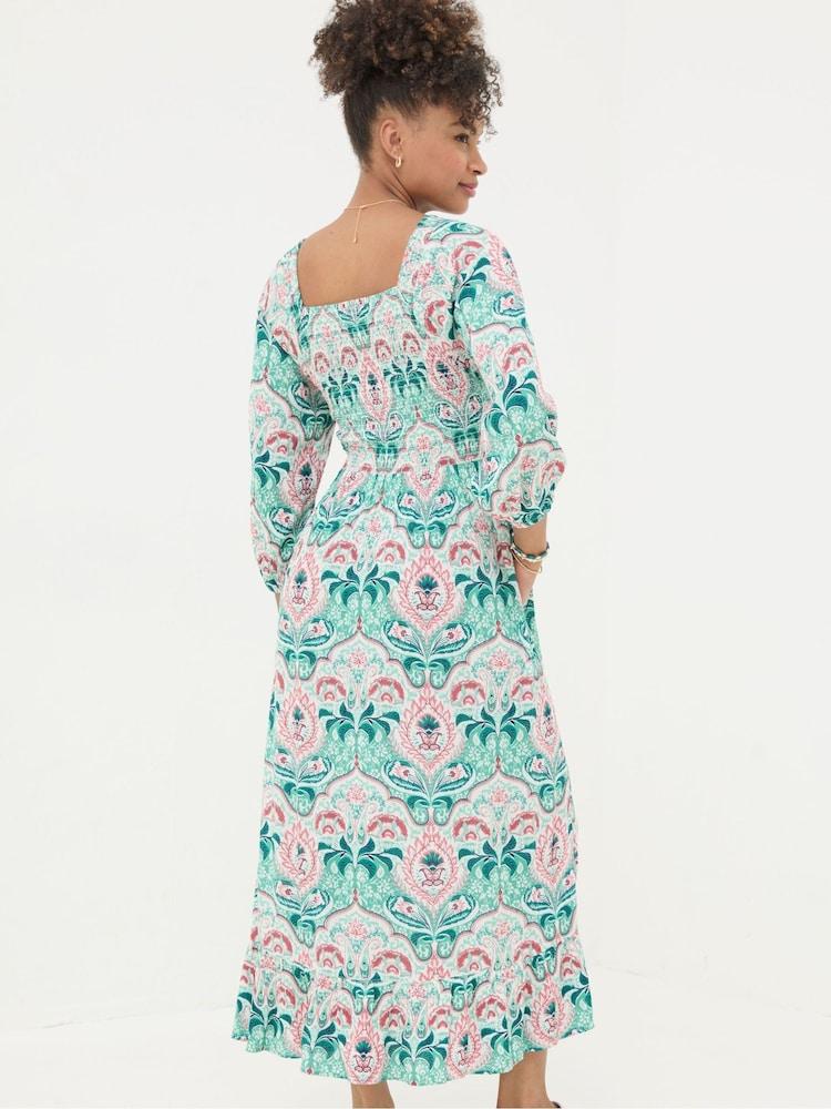 Fat Face Adele Blue Paisley Mirrored Midi Dress