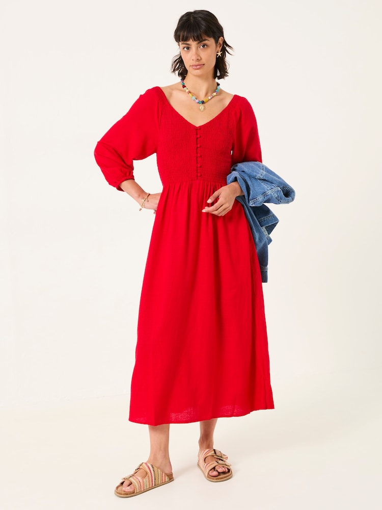 Fat Face Adele Red Midi Dress