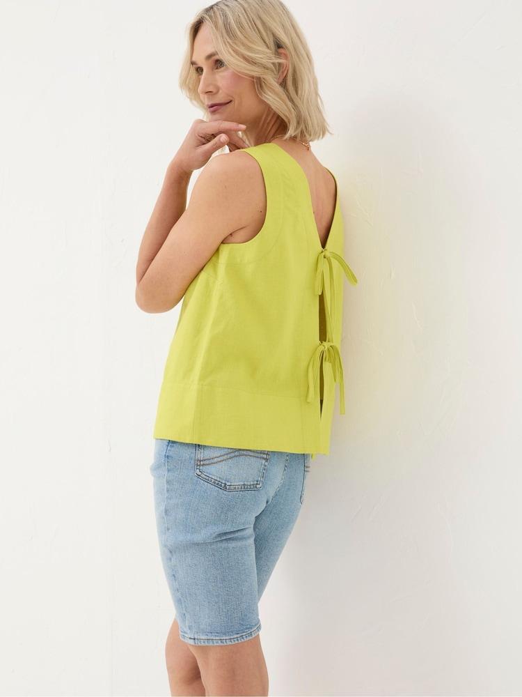 Fat Face Aditi Green Linen Blend Top