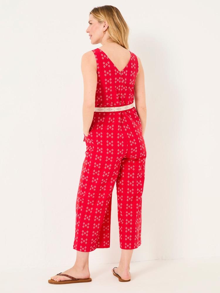 Fat Face Aeran Red Jacquard Jumpsuit