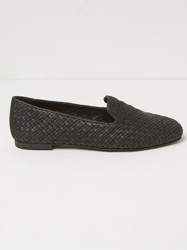 Fat Face Aila Black Woven Ballerinas Shoes