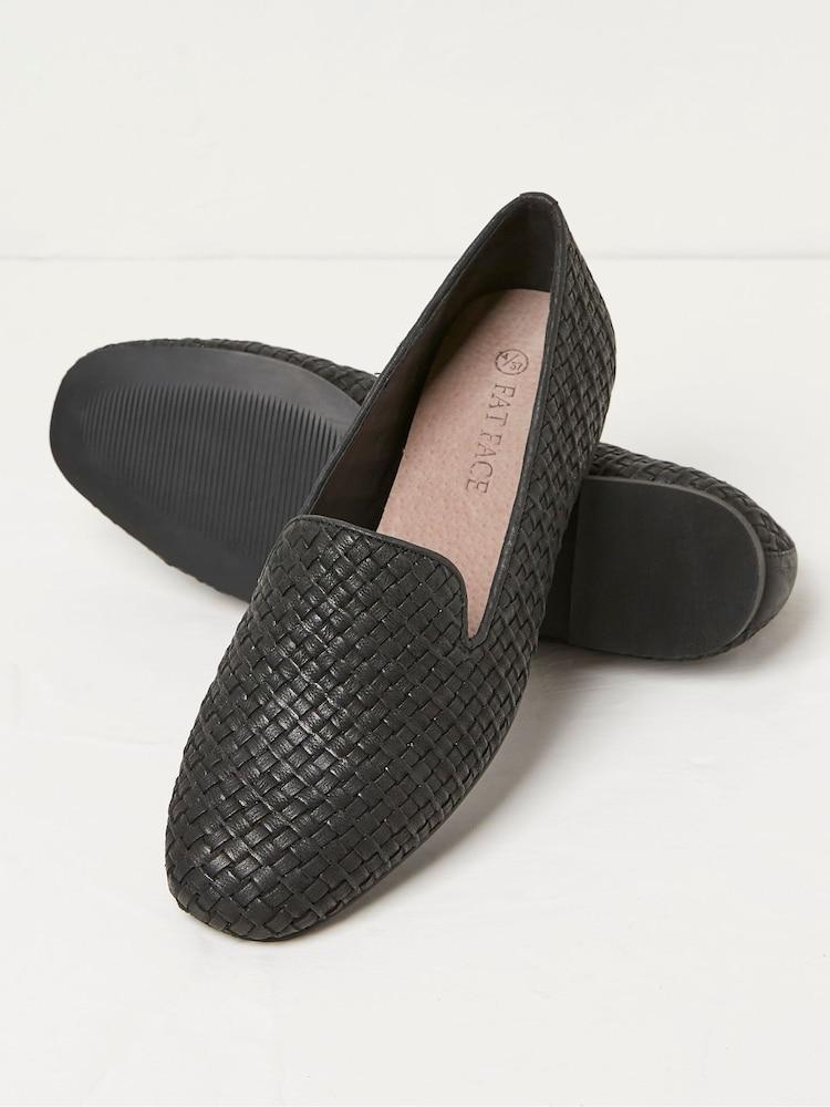 Fat Face Aila Black Woven Ballerinas Shoes