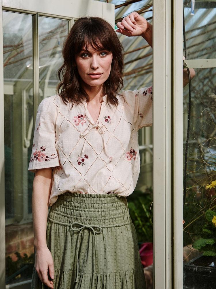 Fat Face Airee Ivory Beeble Embroidered Blouse