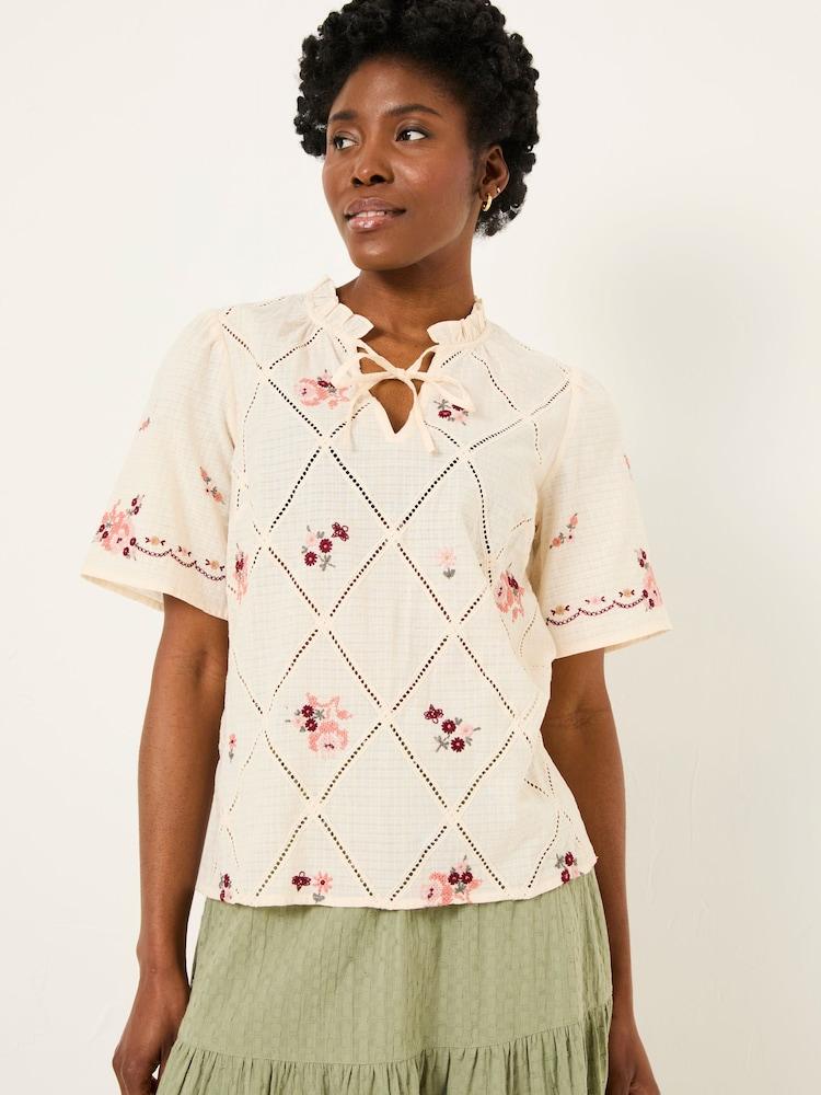 Fat Face Airee Ivory Beeble Embroidered Blouse