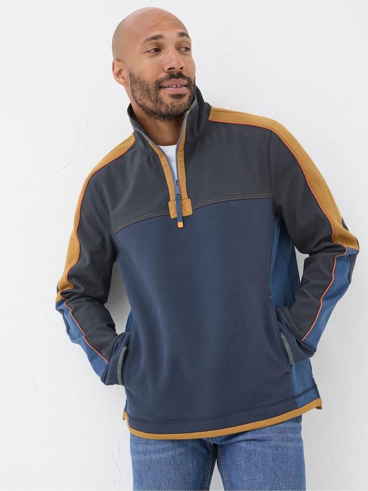 Fat Face Airlie Navy Blue Panel Sweatshirt