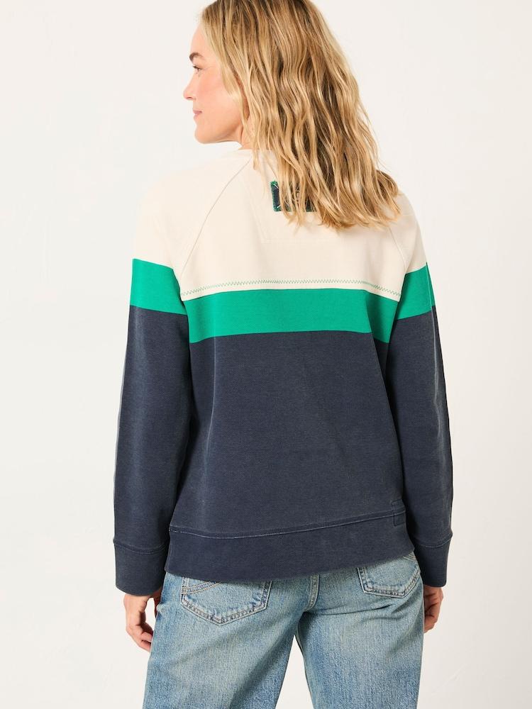 Fat Face Airlie Navy Stripe Crew Sweatshirt