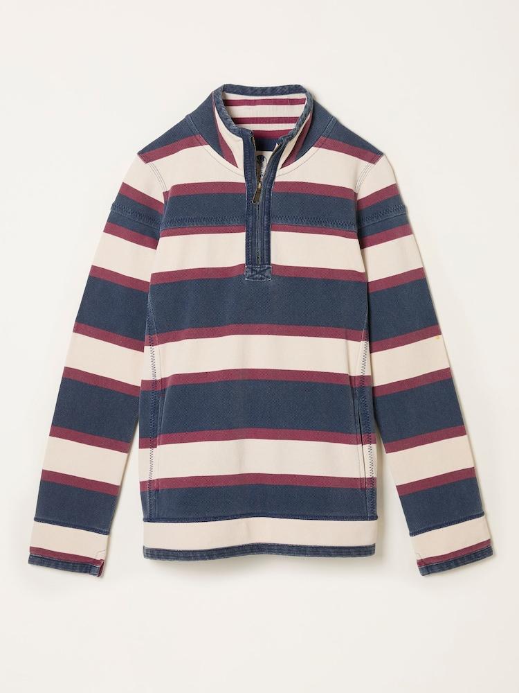 fat face Airlie Navy Stripe Half Neck Sweat