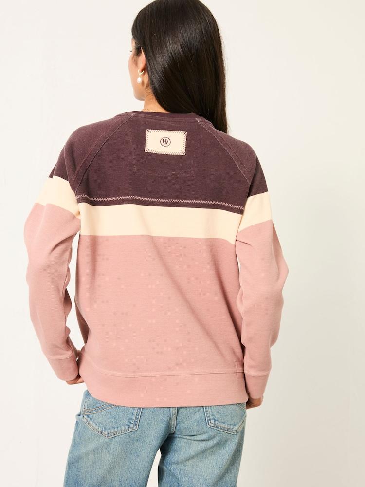 Fat Face Airlie Rose Pink Stripe Crew Sweatshirt
