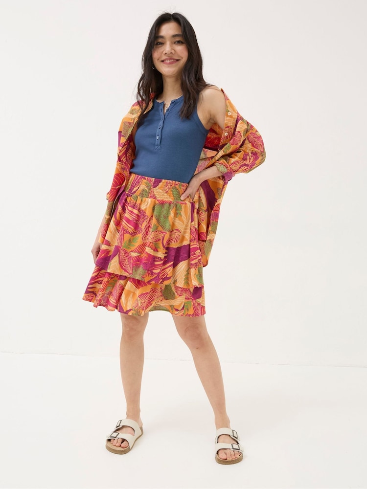 Fat Face Ali Orange Tropical Floral Skirt