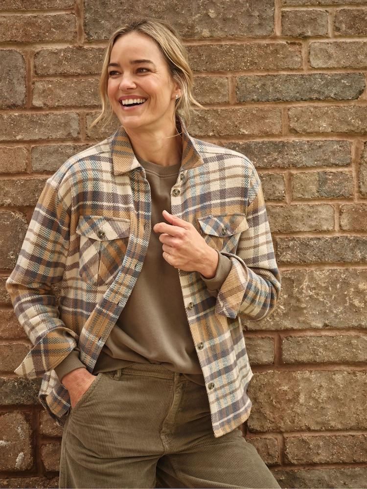 Fat Face Allegra Cream Check Overshirt