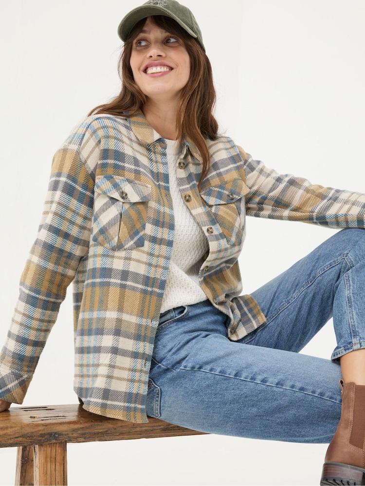 Fat Face Allegra Cream Check Overshirt