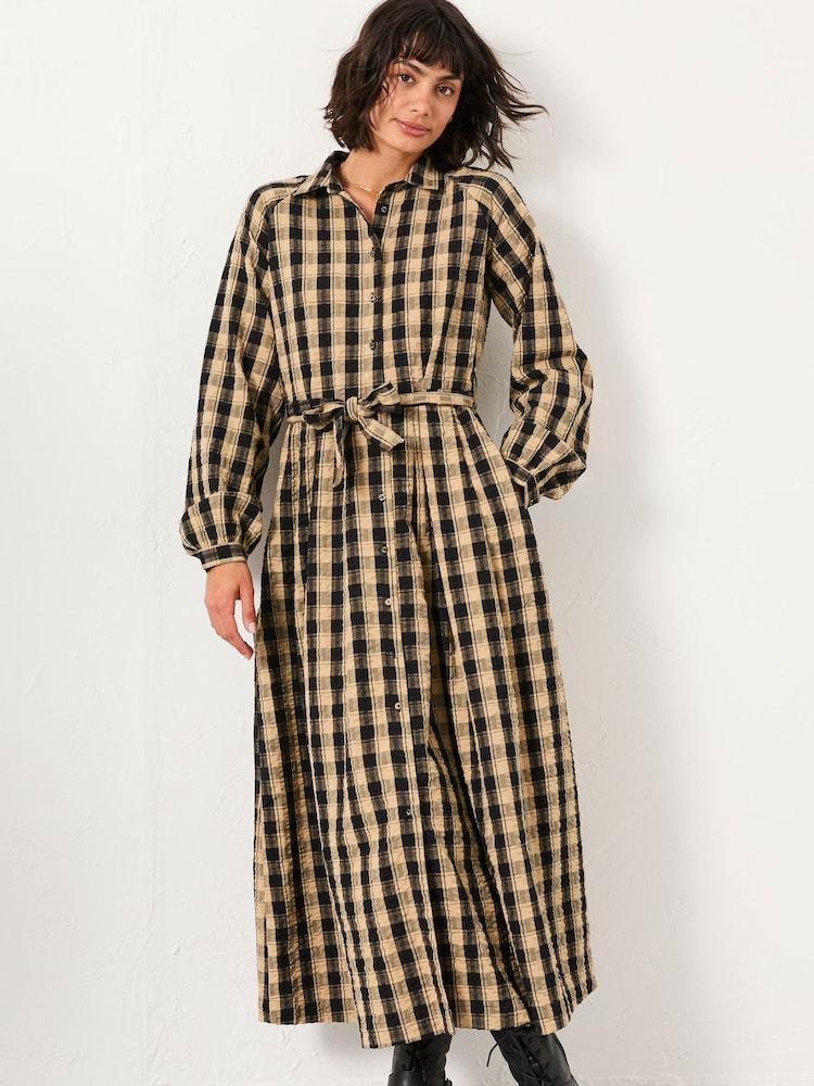 Fat Face Ally Black Regular Check Shirt Dress