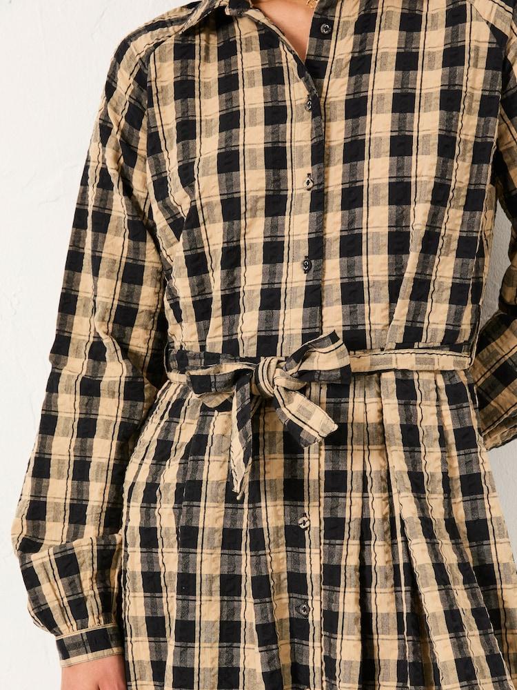 fat face Ally Black Regular Check Shirt Dress