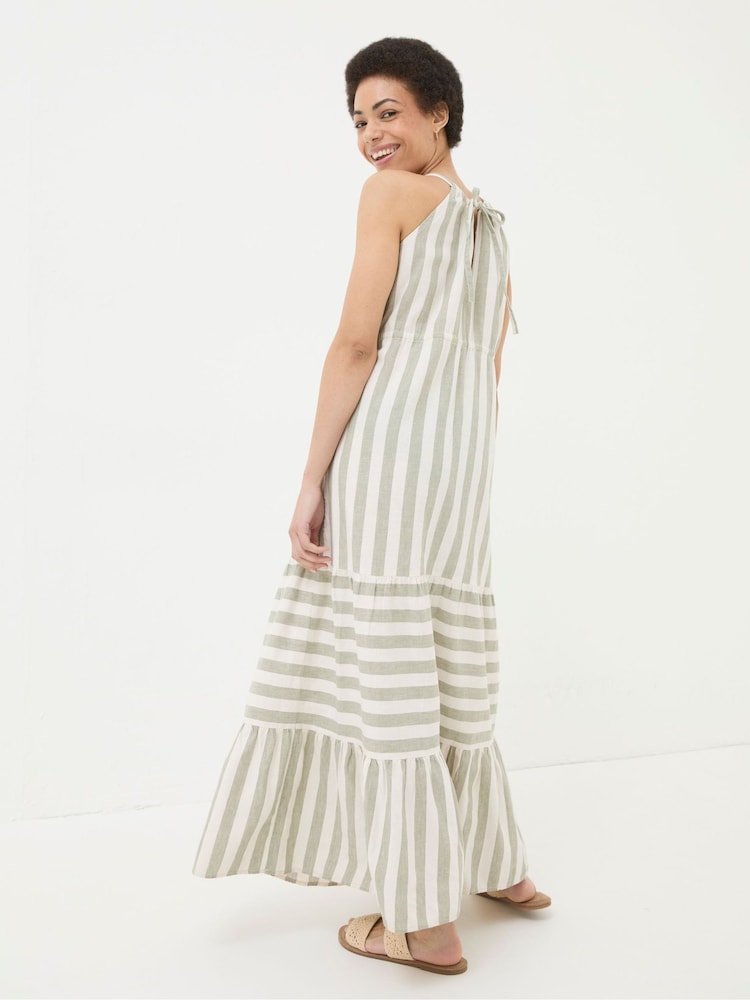 Fat Face Amali Green Linen Blend Maxi Dress