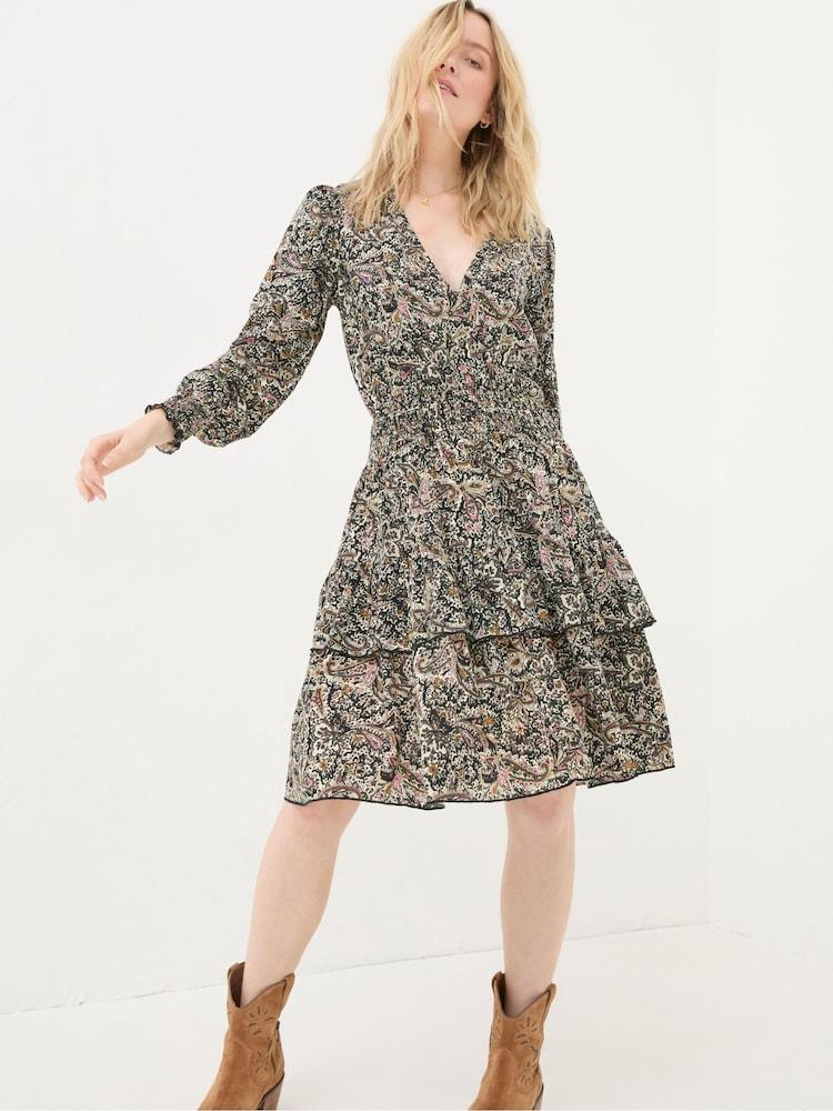 Fat Face Amba Cream Wild Paisley Jersey Dress