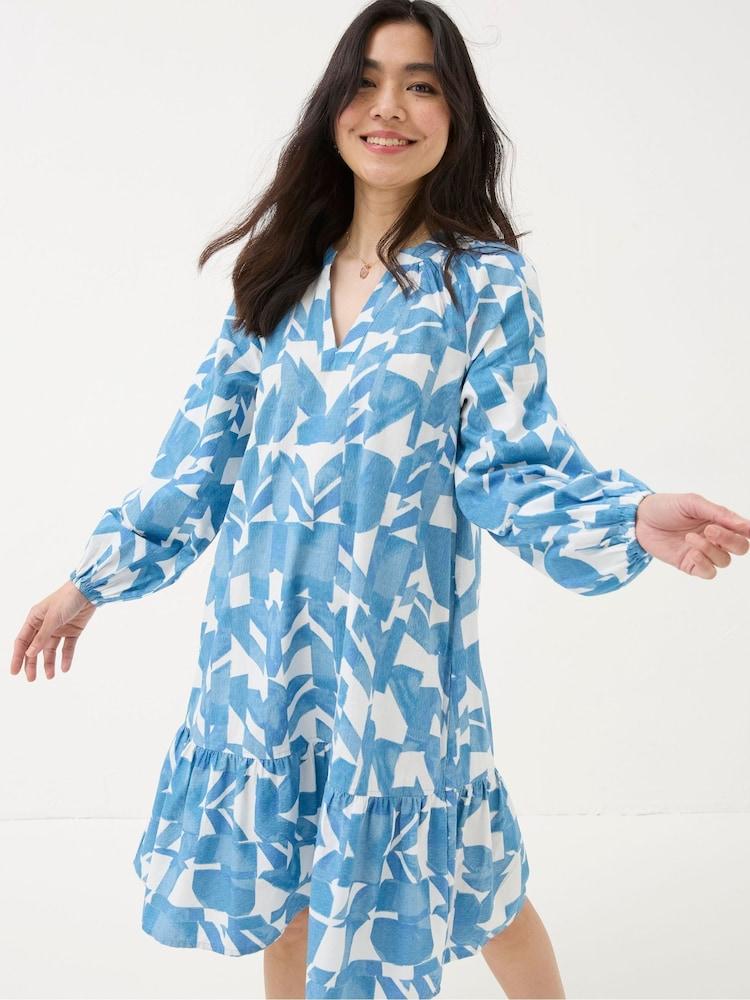 Fat Face Amy Blue Med Geo Dress