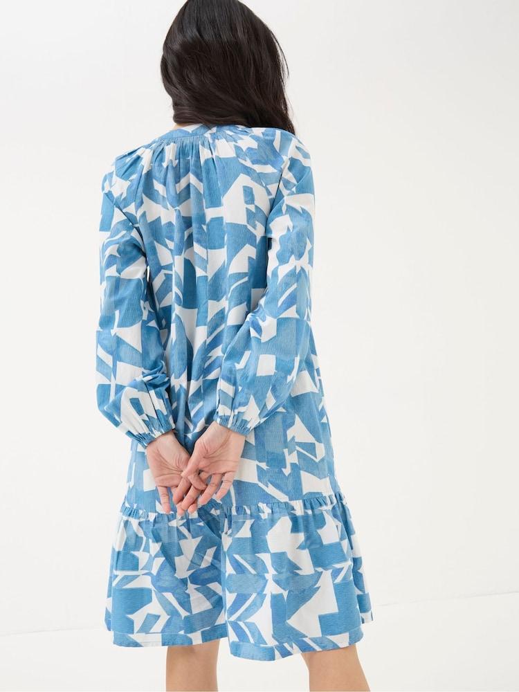 Fat Face Amy Blue Med Geo Dress