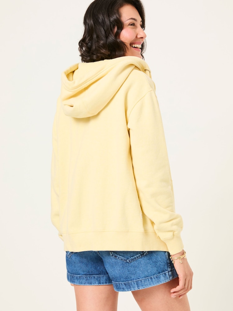 Fat Face Amy Light Yellow Zip Through Hoodie
