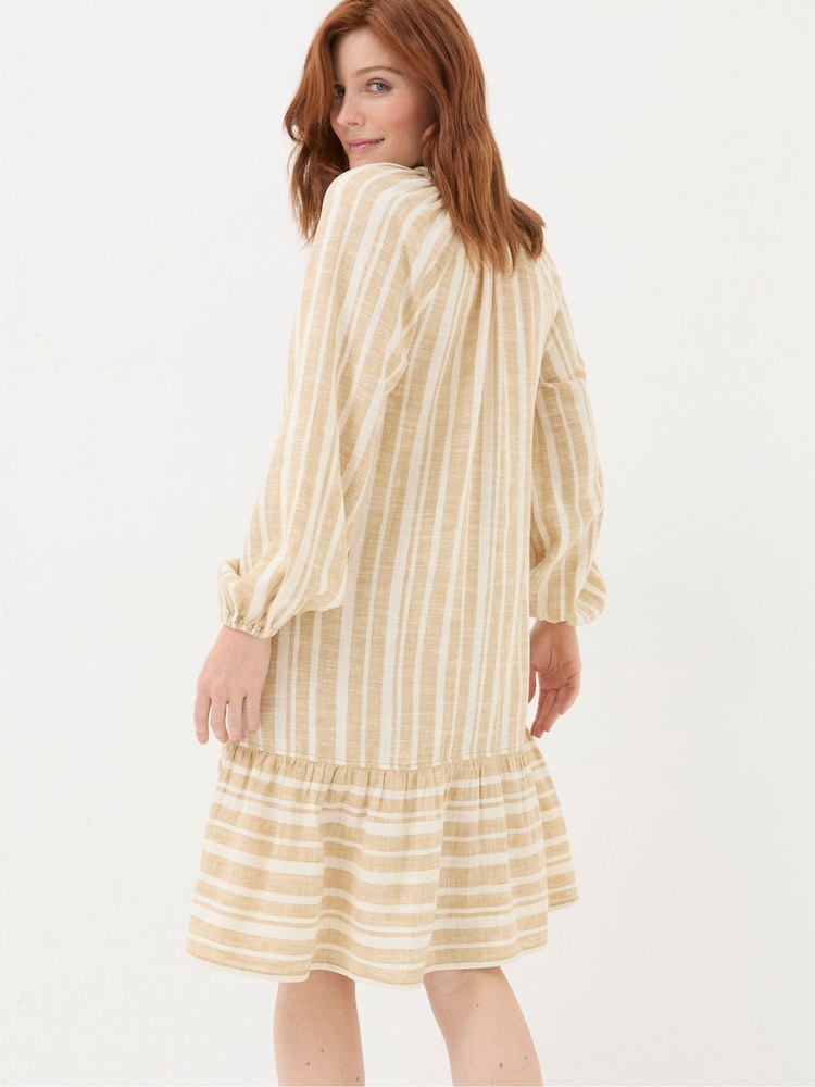 Fat Face Amy Natural Linen Blend Stripe Dress