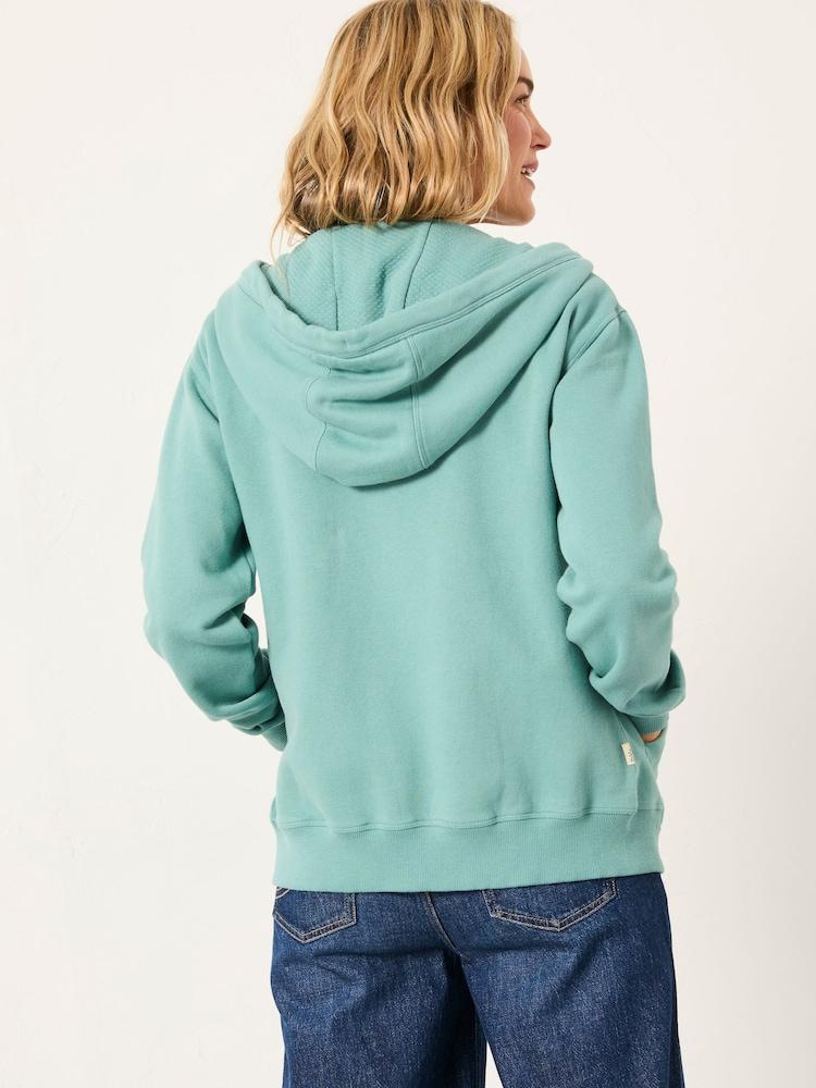 Fat Face Amy Teal Blue Zip Through Hoodie