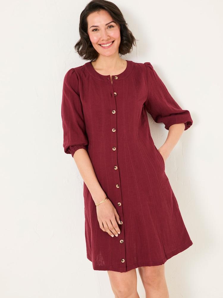 Fat Face Anais Burgundy Red Dress