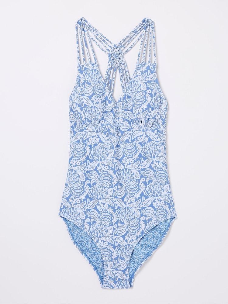 fat face Ani Blue Damask Floral Swimsuit
