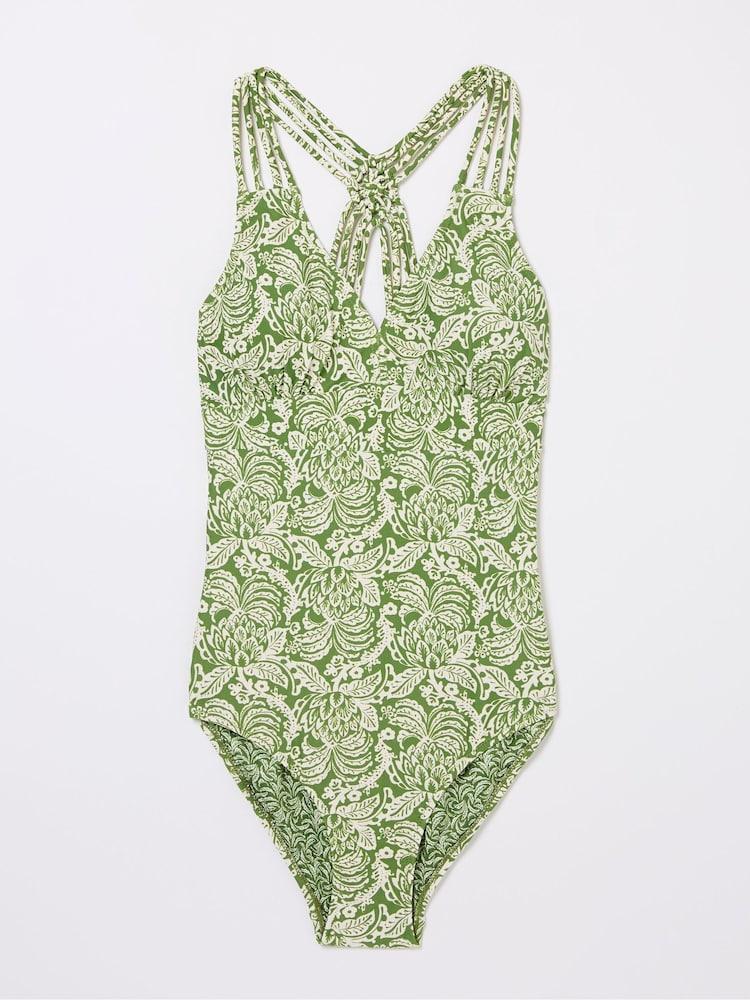 fat face Ani Green Damask Floral Swimsuit