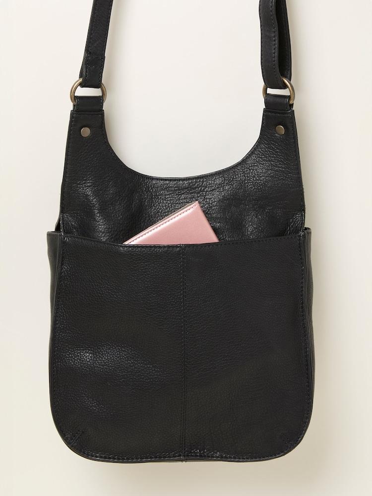 fat face Anna Black Oiled Crossbody Bag