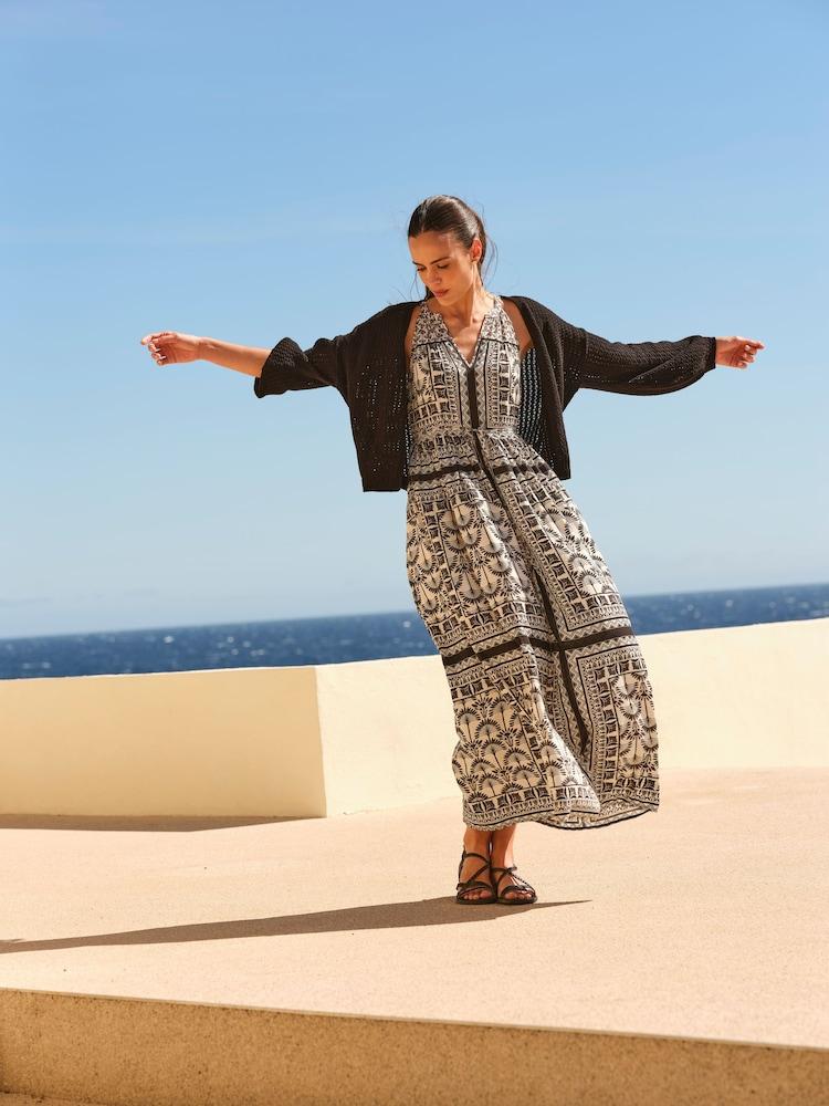 Fat Face Anna Black Open Stitch Cardigan