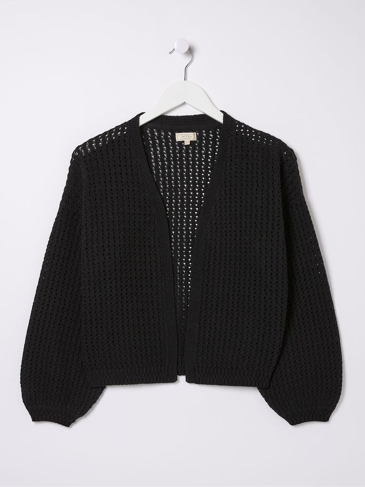 fat face Anna Black Open Stitch Cardigan