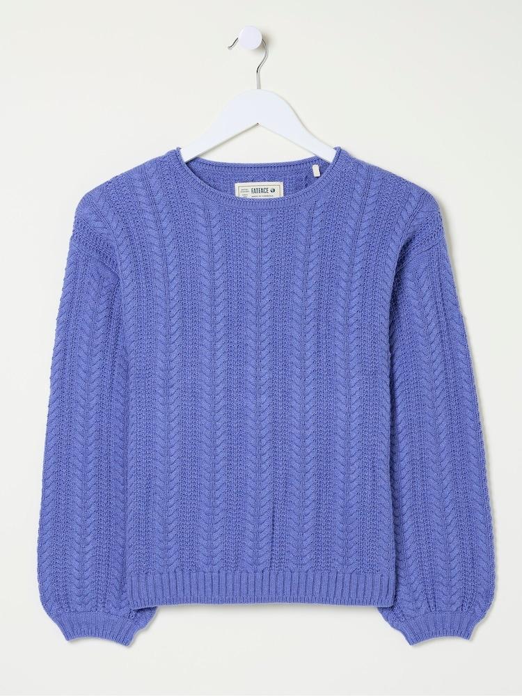 fat face Anna Blue Cable Cotton Jumper