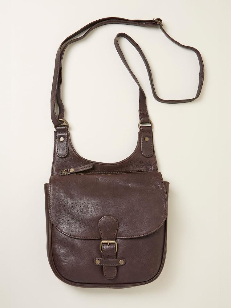 Fat Face Anna Chocolate Brown Oiled Crossbody Bag