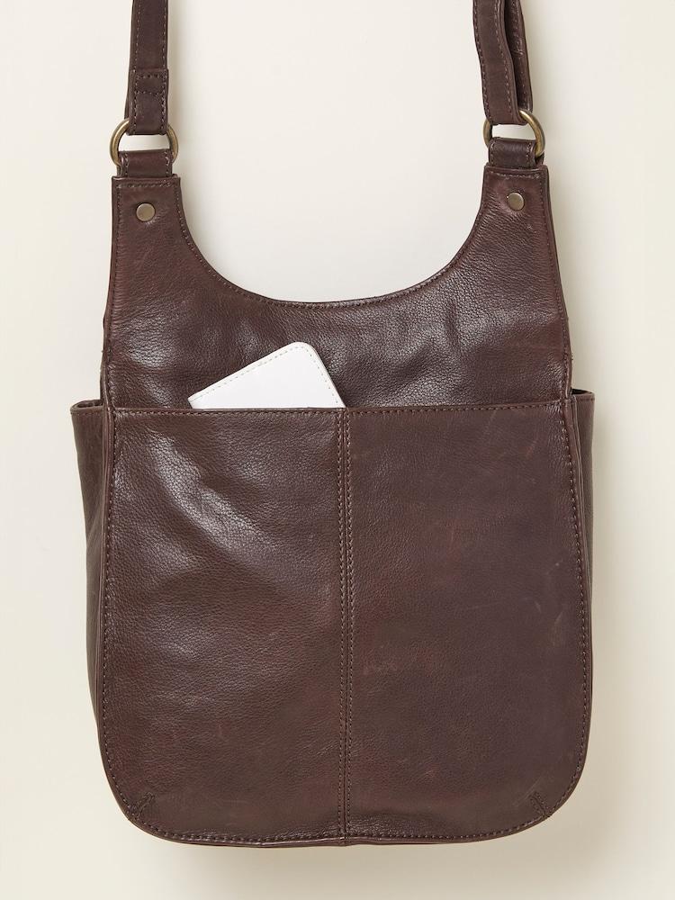 fat face Anna Chocolate Brown Oiled Crossbody Bag
