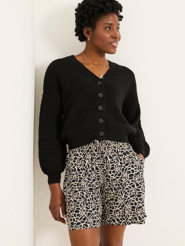 Fat Face Annie Black Knitted Cardigan