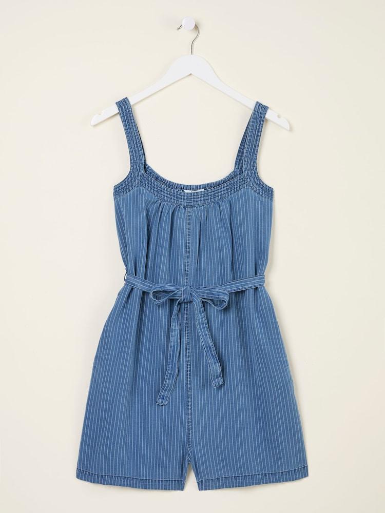fat face Annie Blue Denim Stripe Playsuit