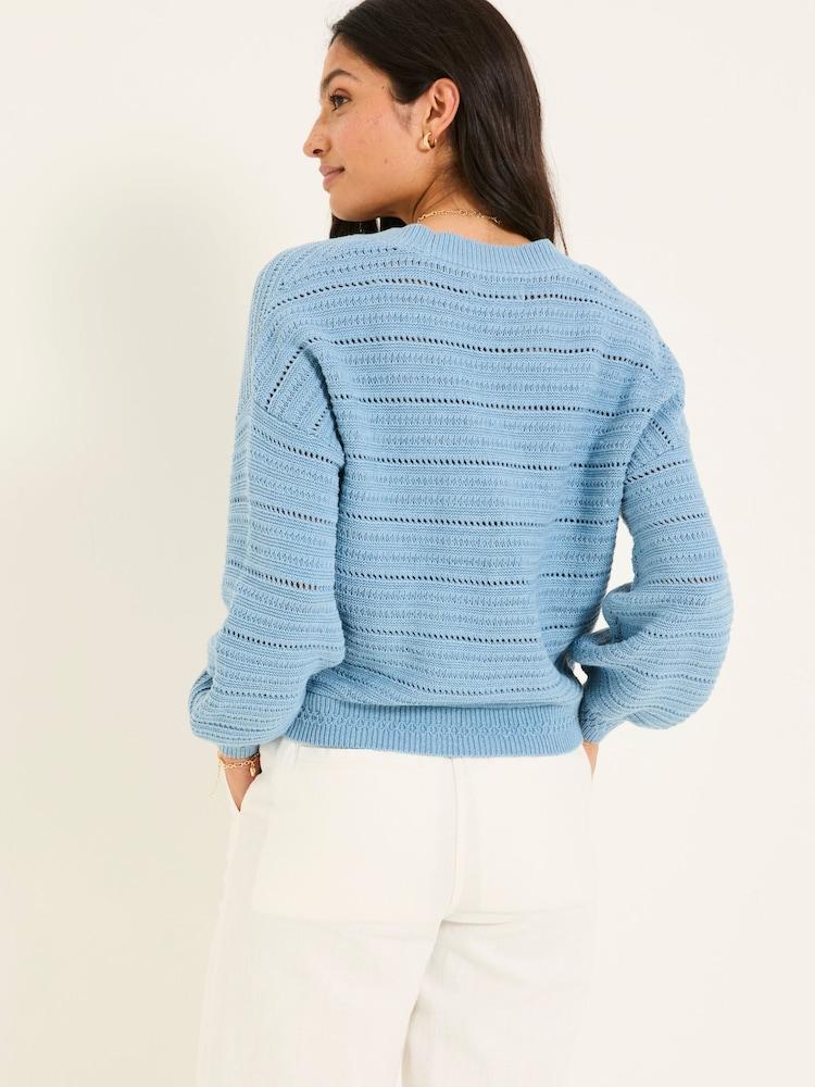 Fat Face Annie Chambray Blue Knitted Cardigan