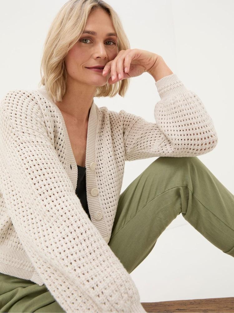 fat face Annie Natural Button Through Cardigan